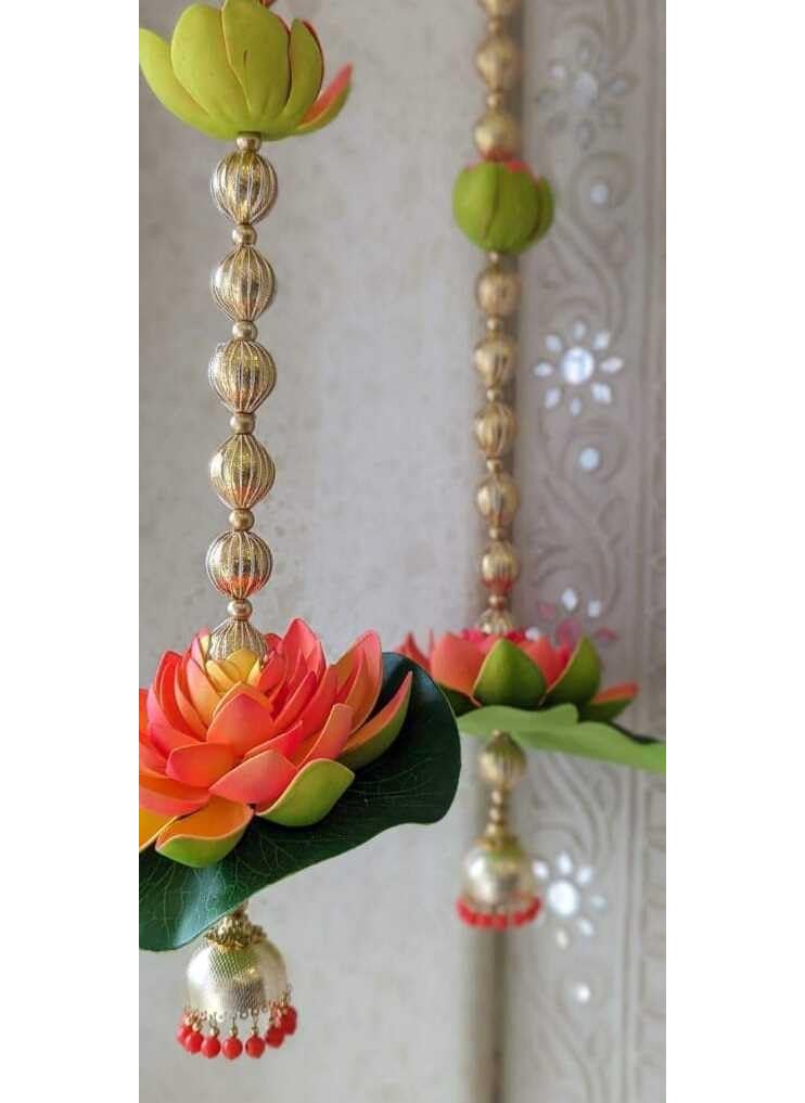 SELLPLUS Sellplus Foam Lotus with Gota Ball with Beads Jhumki String for Home Decoration All Festival Decor  - Image 4