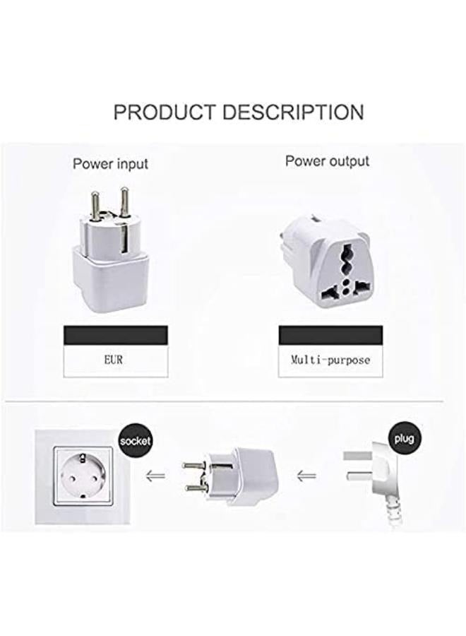 3 Pieces Travel Power Adapter, Universal Type E/F 2-pin Plug Adapter Outlet, Adaptor for USA to Europe | EU Socket 3 Pieces | Use In Norway, Korea, Spain, Greece, Russia, Iceland - Image 2