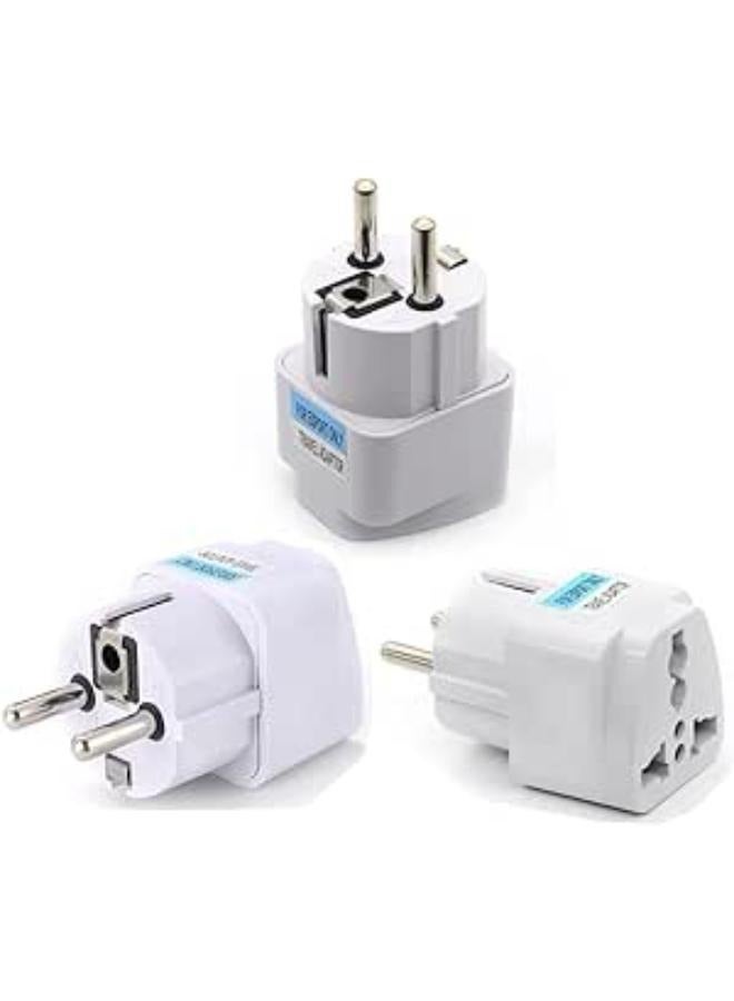 3 Pieces Travel Power Adapter, Universal Type E/F 2-pin Plug Adapter Outlet, Adaptor for USA to Europe | EU Socket 3 Pieces | Use In Norway, Korea, Spain, Greece, Russia, Iceland - Image 1
