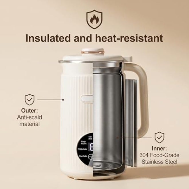 41oz 8-in-1 Nut Milk Maker, Auto Clean, 12H Delay Function and 6H Warm | 304 food-grade stainless steel soy milk maker machine for almond, oat, coconut, plant milk, 8 cooking modes, 10-blade  cutter - Image 4