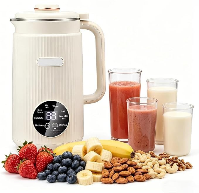 41oz 8-in-1 Nut Milk Maker, Auto Clean, 12H Delay Function and 6H Warm | 304 food-grade stainless steel soy milk maker machine for almond, oat, coconut, plant milk, 8 cooking modes, 10-blade  cutter - Image 1