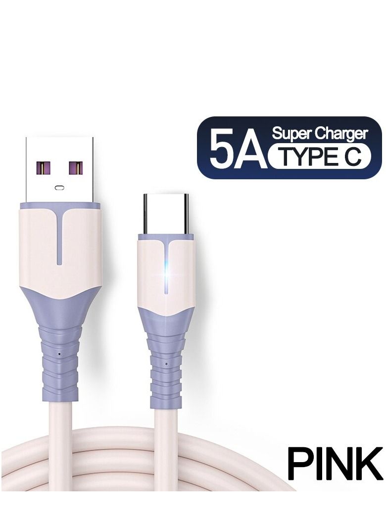AROAQ 5A Type C Fast Charging Cable Micro USB Charger Pink - Image 1
