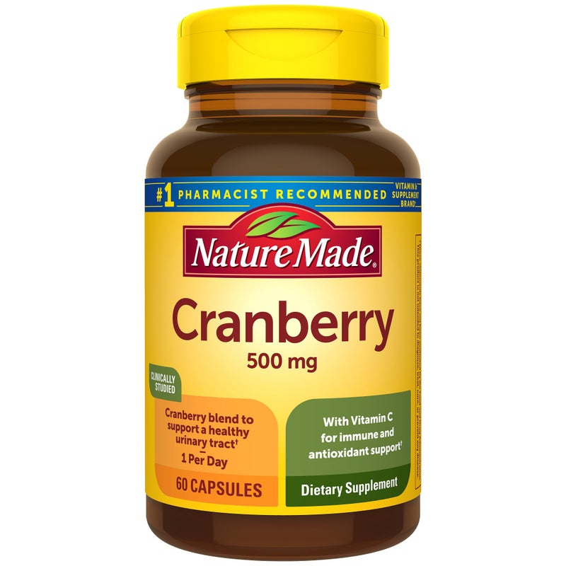 Nature Made Nature Made Cranberry Supplement 500mg with Vitamin C for Immune Antioxidant Support Cranberry Blend for Urinary Tract Health One Per Day 60 Capsules