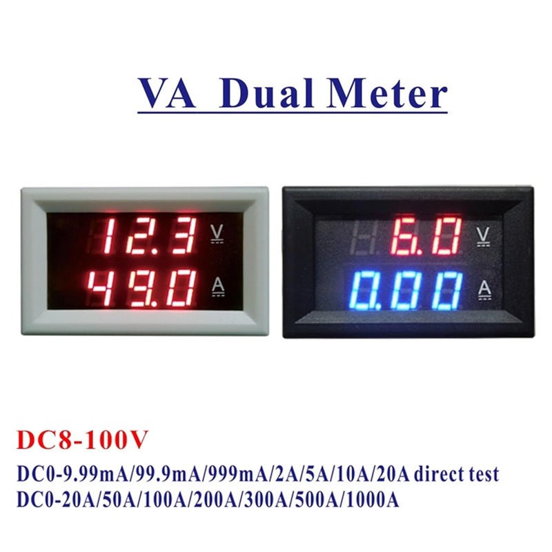 YB27VA LED متر رقمي للتيار والجهد المستمر مزدوج DC 8-100V 20A 75mV أحمر أحمر أسود - Image 3