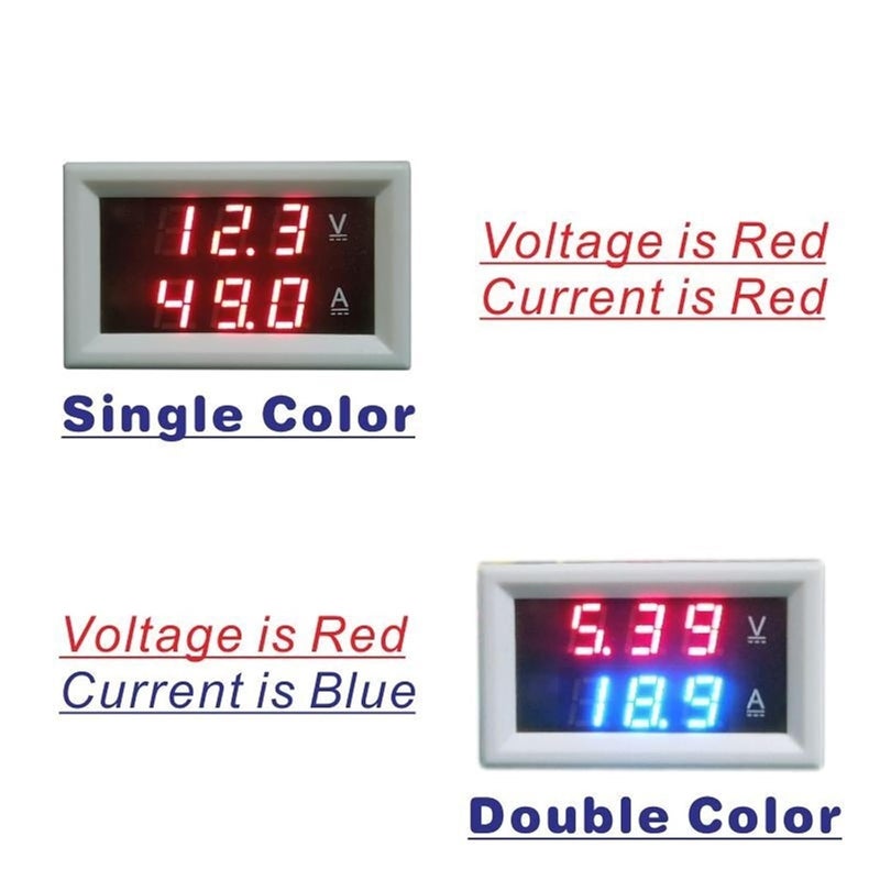 YB27VA LED متر رقمي للتيار والجهد المستمر مزدوج DC 8-100V 20A 75mV أحمر أحمر أسود - Image 5