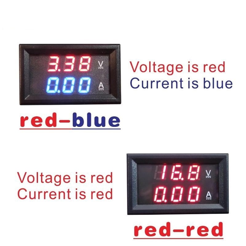 YB27VA LED متر رقمي للتيار والجهد المستمر مزدوج DC 8-100V 20A 75mV أحمر أحمر أسود - Image 4