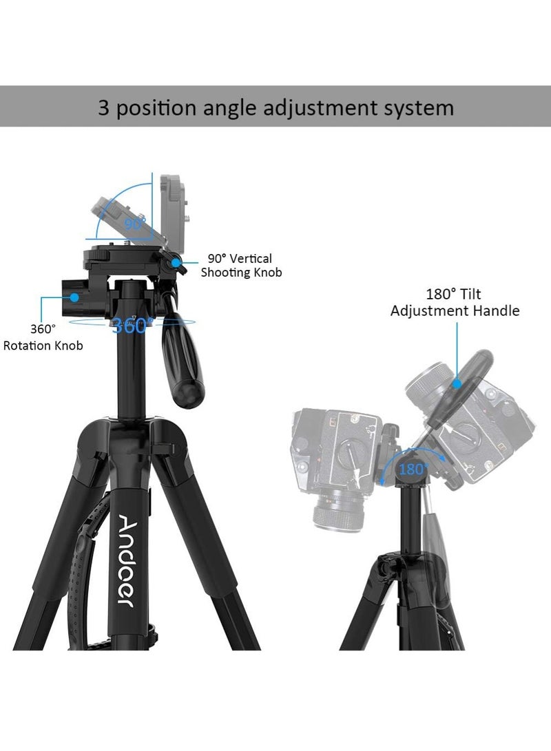 ANDOER Metal Tripod for Photography, 360 Degree Rotation, with Carrying Bag, Foldable, Easy to Use / Black - Image 5