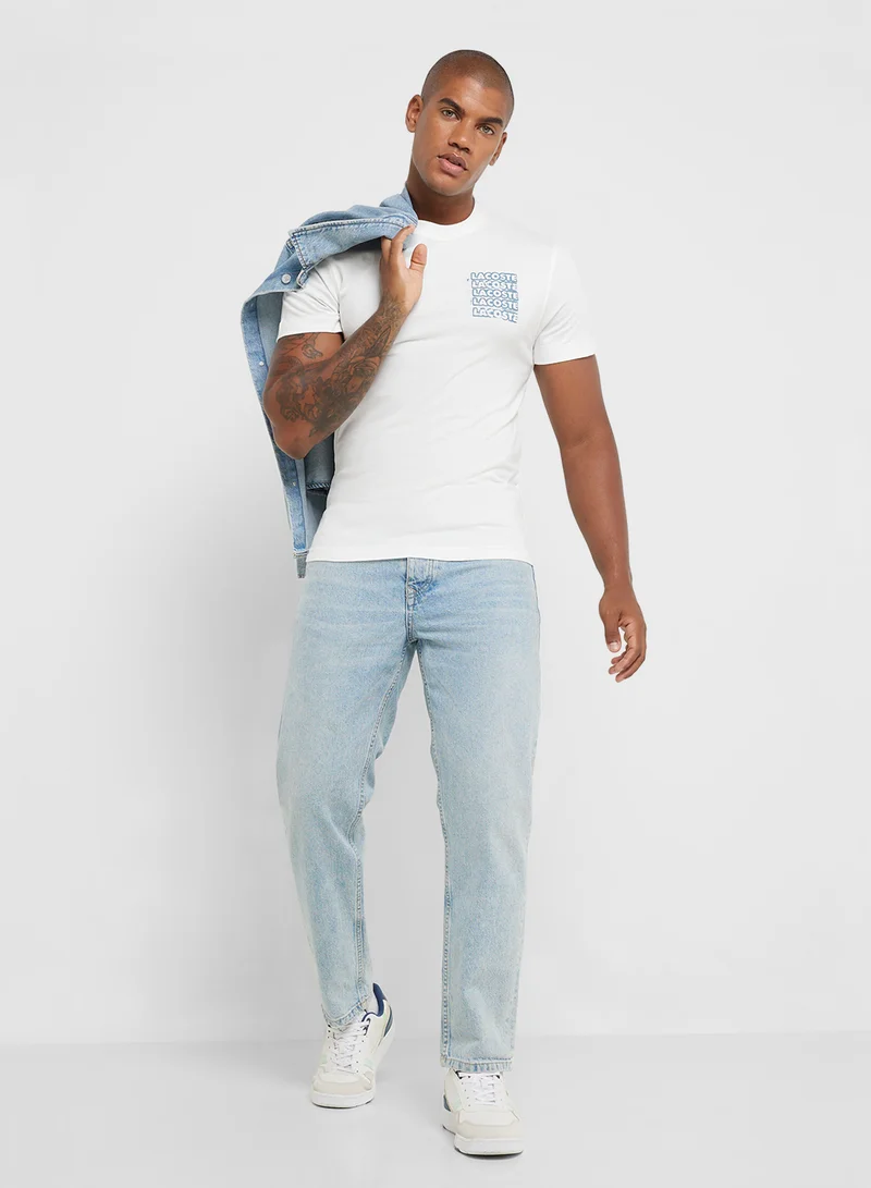 LACOSTE Logo Graphic Crew Neck Short Sleeve T-Shirt