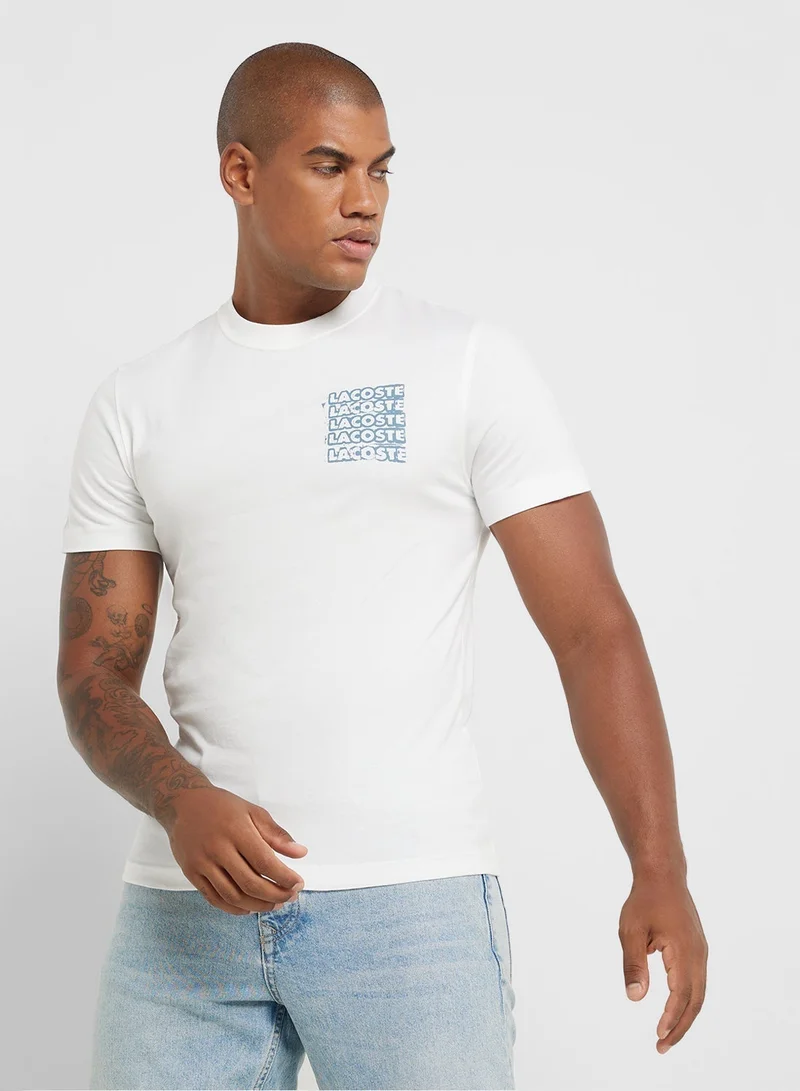 LACOSTE Logo Graphic Crew Neck Short Sleeve T-Shirt