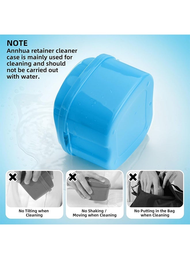 حافظة طقم أسنان مكونة من قطعتين، حافظة واقي فم للأسنان، صندوق حمام طقم الأسنان مع سلة مصفاة وغطاء مقاوم للماء - Image 3