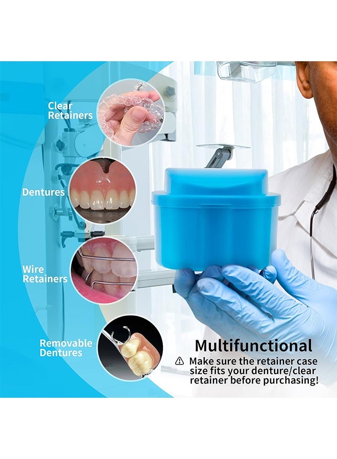 حافظة طقم أسنان مكونة من قطعتين، حافظة واقي فم للأسنان، صندوق حمام طقم الأسنان مع سلة مصفاة وغطاء مقاوم للماء - Image 2