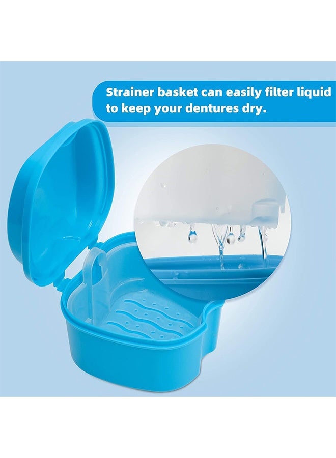 حافظة طقم أسنان مكونة من قطعتين، حافظة واقي فم للأسنان، صندوق حمام طقم الأسنان مع سلة مصفاة وغطاء مقاوم للماء - Image 5