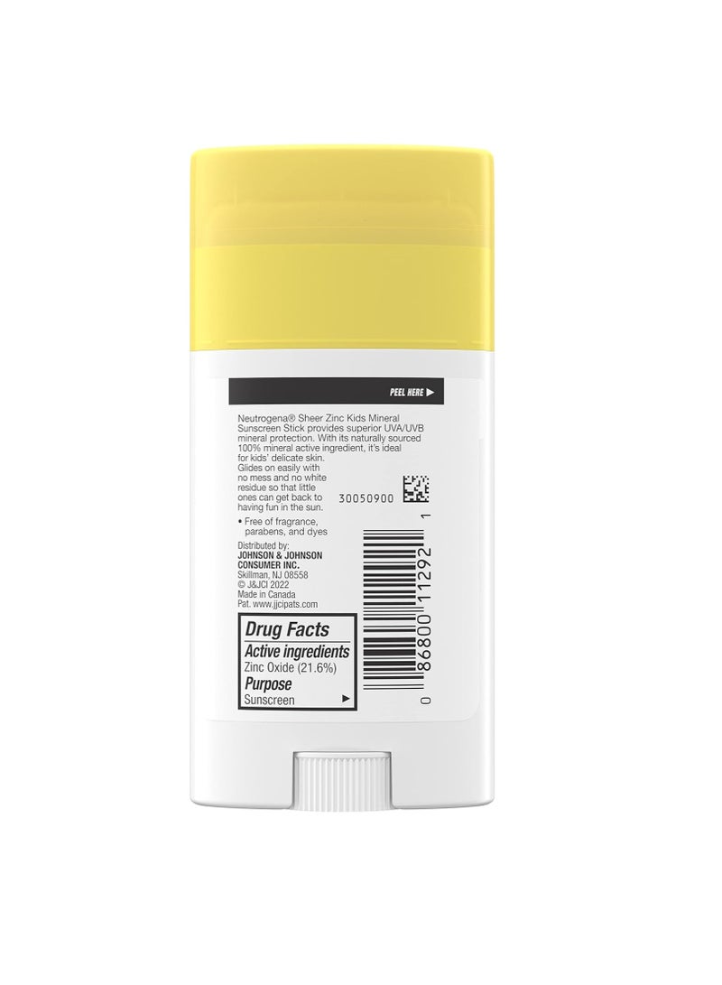 Neutrogena Sheer Zinc Oxide Kids Mineral Sunscreen Stick, Broad Spectrum SPF 50+ & UVA/UVB Protection & Water Resistant with Residue-Free, No-Mess Application, Oil- & Paraben-Free, 1.5 ozounce - Image 4