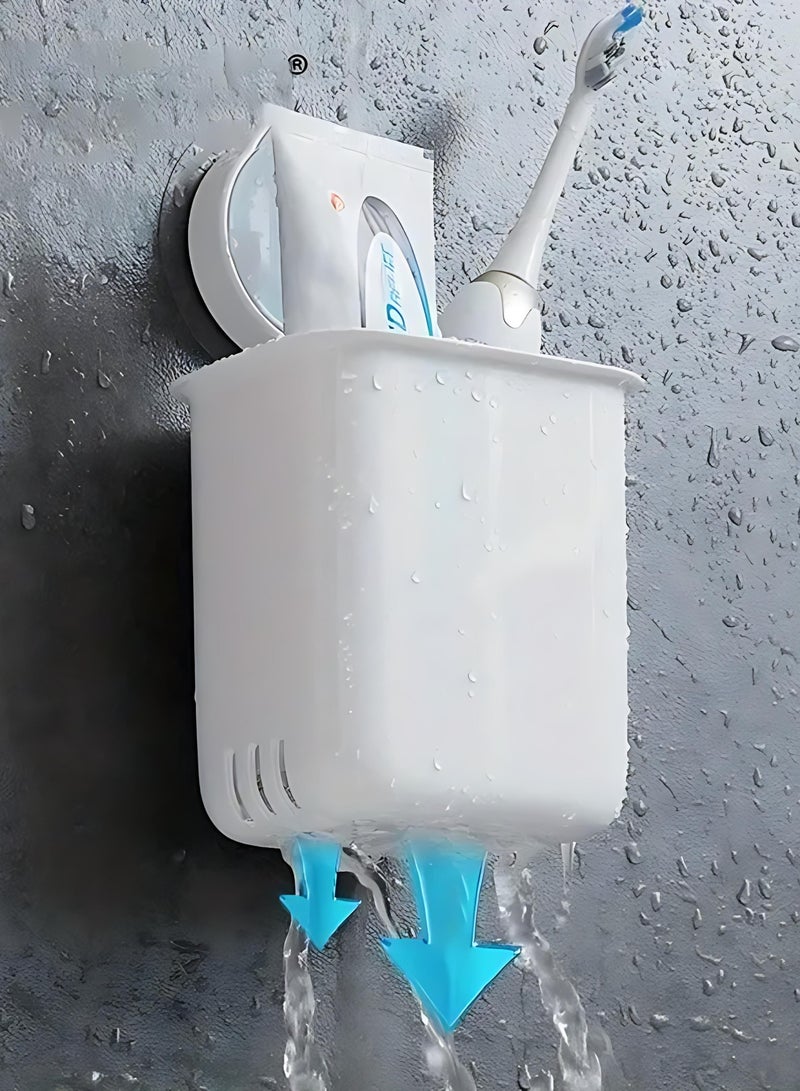 ALMiHomi Toothbrush Holder Wall Mount - No-Drill Adhesive Bathroom Organizer, Anti-Slip Design, Drainable Base, Suitable for Most Surfaces - Image 2