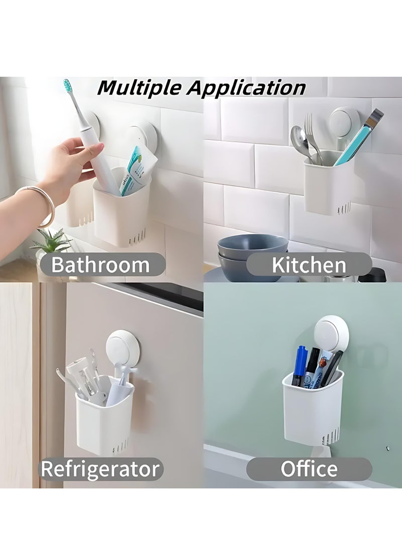 ALMiHomi Toothbrush Holder Wall Mount - No-Drill Adhesive Bathroom Organizer, Anti-Slip Design, Drainable Base, Suitable for Most Surfaces - Image 4