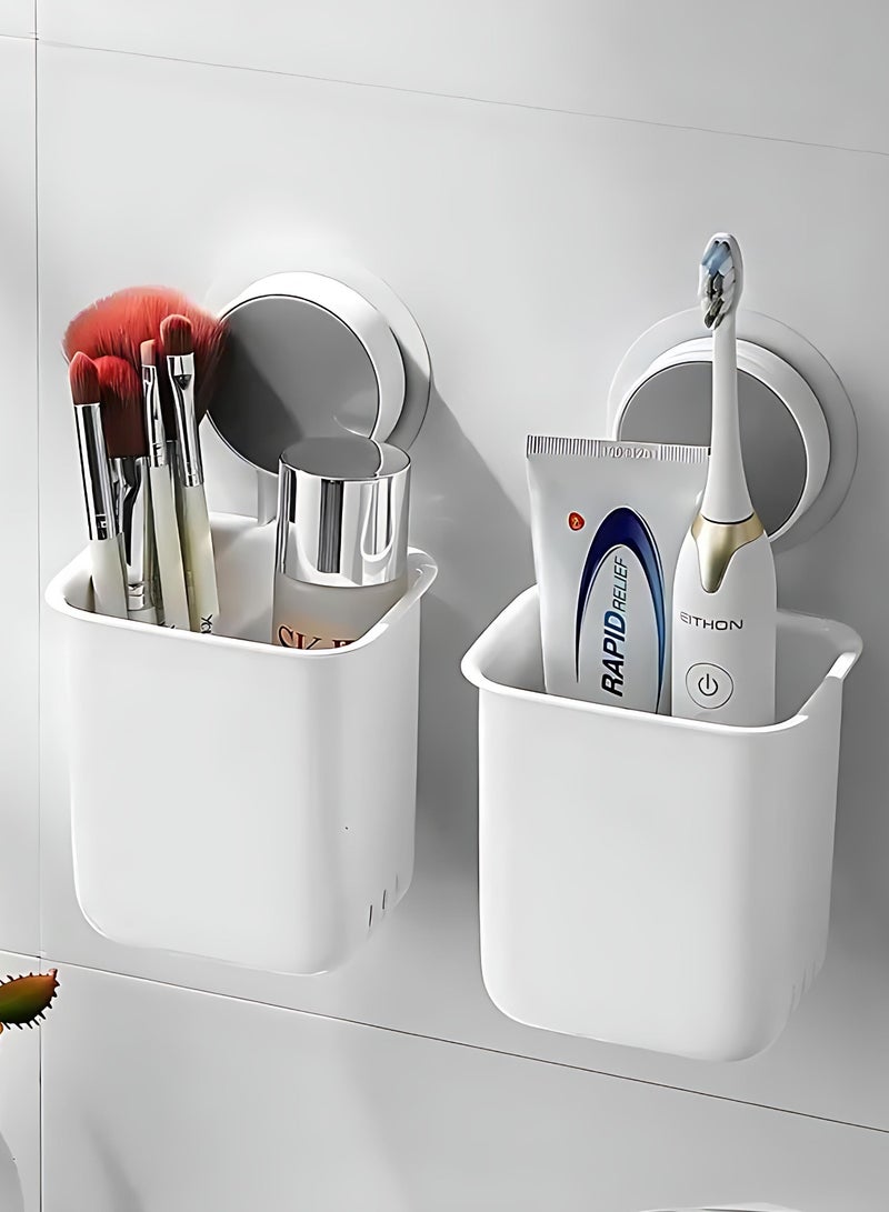ALMiHomi Toothbrush Holder Wall Mount - No-Drill Adhesive Bathroom Organizer, Anti-Slip Design, Drainable Base, Suitable for Most Surfaces - Image 5