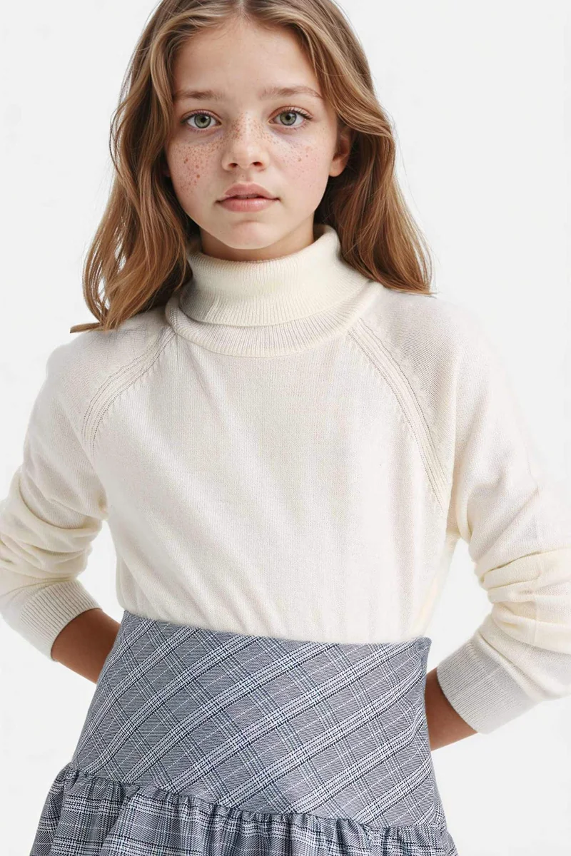 ديفاكتو Girl Regular Fit Turtleneck Pullover