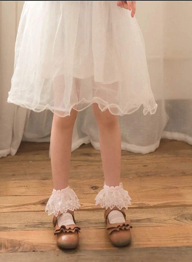 BABY STATION Baby Girls Socks Eyelet Ruffle Lace Sock Baby Socks Newborn/Infant/Toddlers Frilly Summer Thin Dress Sock Pack Of 2 (Age, 6 Months, 12 Months, Black/White) - Image 3