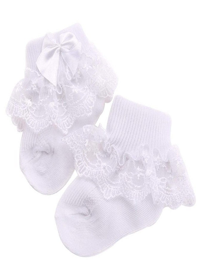 BABY STATION Baby Girls Socks Eyelet Ruffle Lace Sock Baby Socks Newborn/Infant/Toddlers Frilly Summer Thin Dress Sock Pack Of 2 (Age, 6 Months, 12 Months, Black/White) - Image 5
