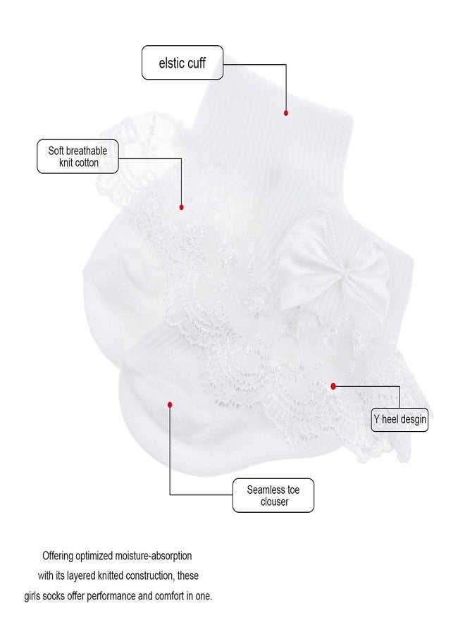 BABY STATION Baby Girls Socks Eyelet Ruffle Lace Sock Baby Socks Newborn/Infant/Toddlers Frilly Summer Thin Dress Sock Pack Of 2 (Age, 6 Months, 12 Months, Black/White) - Image 2