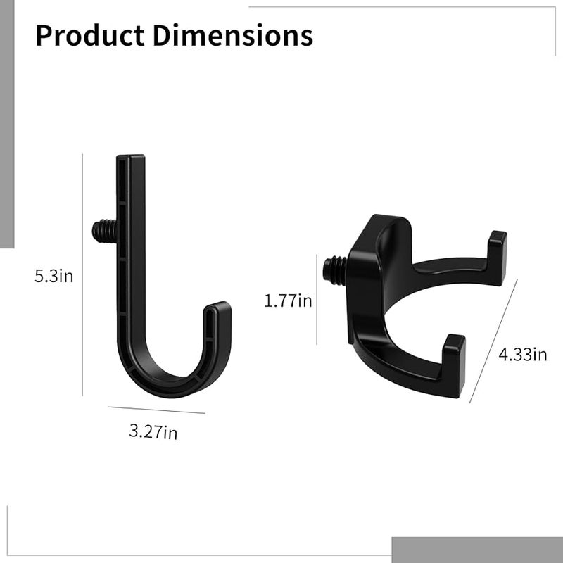 ABS Tool Hanger Set 4 Pack with 2 J Hooks and 2 V Hooks for Garage Shed Storage - Image 4