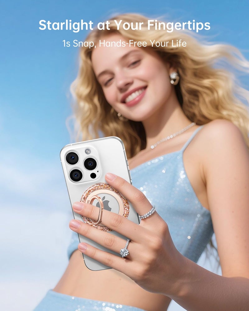 SYNCWIRE Magnetic Phone Ring Holder for MagSafe - Glitter Phone Grip Stand with 360Â° Rotation Finger Ring Kickstand Blingbling Compatible with iPhone 17 16 15 14 13 12 Pro Max MagSafe Accessories - Image 2
