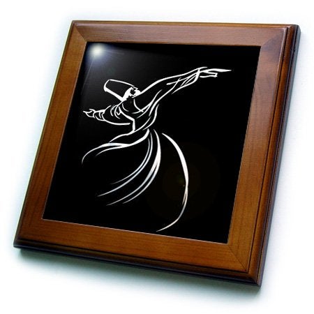 3dRose ft_63146_1 Whirling Dervish Sufi Whirling, Meditation, Dervishes,Rebirth,Love, Acrylic Painting, Islam, Turkish Framed Tile, 8 by 8-Inch - Image 2
