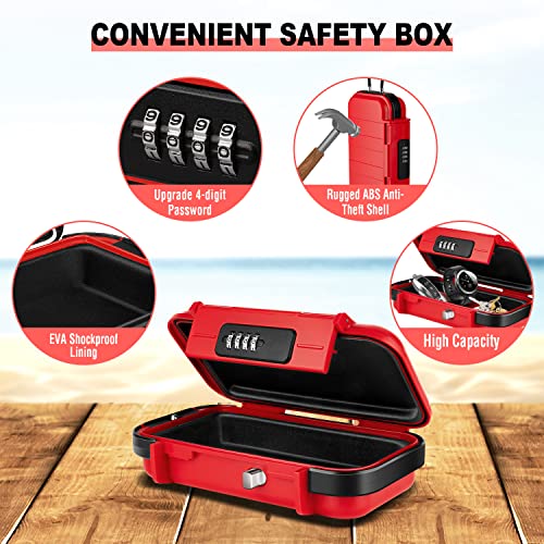 HUANLANG Portable Safe Lock Box with Combination Lock Mini Beach Travel Safe Waterproof Small Lockable Box with Removable Wire Rope Combination Safe Box for Dorm,Travel,Beach,Hotel,Car,Home,Office - Image 2