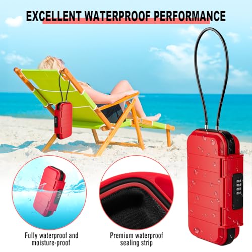HUANLANG Portable Safe Lock Box with Combination Lock Mini Beach Travel Safe Waterproof Small Lockable Box with Removable Wire Rope Combination Safe Box for Dorm,Travel,Beach,Hotel,Car,Home,Office - Image 3