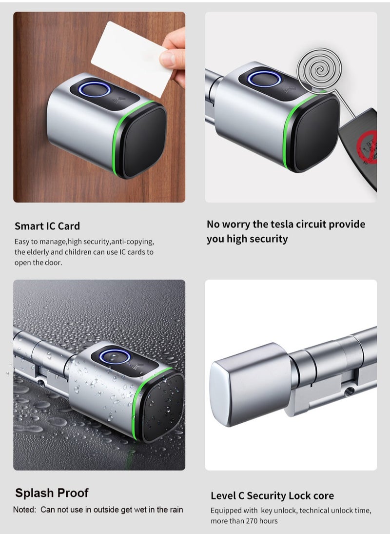 Generic - S1 Tuya BLE Smart Electronic Door Lock with DIY Cylinder Core Fingerprint APP Keys IC Card Unlock for Home Hotel (White) - Image 1