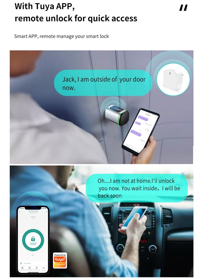 Generic - S1 Tuya BLE Smart Electronic Door Lock with DIY Cylinder Core Fingerprint APP Keys IC Card Unlock for Home Hotel (White) - Image 1