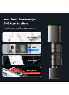 Generic S1 Tuya BLE Smart Electronic Door Lock with DIY Cylinder Core Fingerprint APP Keys IC Card Unlock for Home Hotel (White)  - Image 3