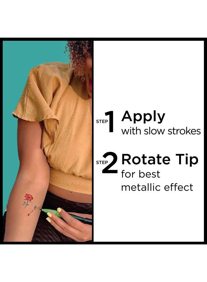 BodyMark BIC BodyMark Expansion Pack Temporary Tattoo Marker for Skin, Premium Brush Tip, 6 Count Pack of Assorted Colors and Stencils, One Eraser Touch Up Pen, Skin-Safe Temporary Tattoo Markers Set - Image 5