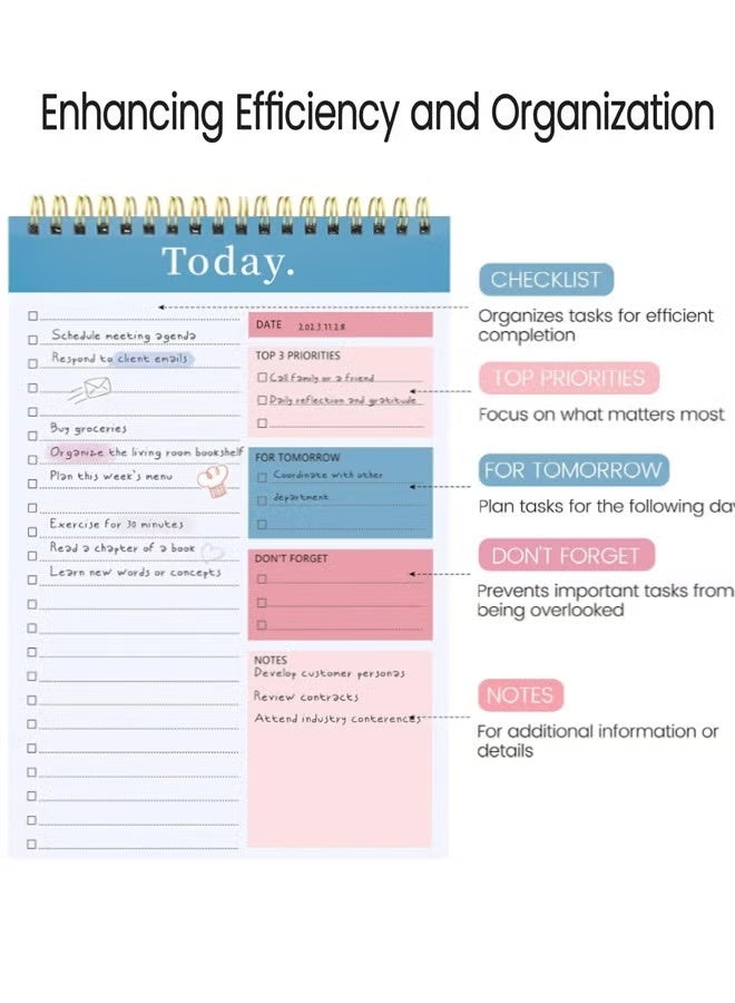 بينكساما مفكرة قائمة المهام، 52 ورقة مفكرة قائمة مهام للعمل، مفكرة قائمة مهام للعمل، مخطط يومي حلزوني حلزوني غير مؤرخ مثالي لتعزيز الإنتاجية وتحقيق الأهداف - Image 3