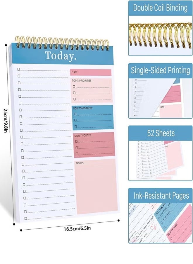 بينكساما مفكرة قائمة المهام، 52 ورقة مفكرة قائمة مهام للعمل، مفكرة قائمة مهام للعمل، مخطط يومي حلزوني حلزوني غير مؤرخ مثالي لتعزيز الإنتاجية وتحقيق الأهداف - Image 2