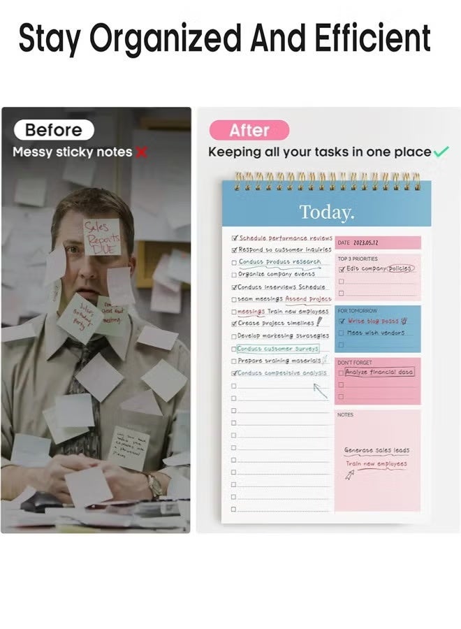 بينكساما مفكرة قائمة المهام، 52 ورقة مفكرة قائمة مهام للعمل، مفكرة قائمة مهام للعمل، مخطط يومي حلزوني حلزوني غير مؤرخ مثالي لتعزيز الإنتاجية وتحقيق الأهداف - Image 5