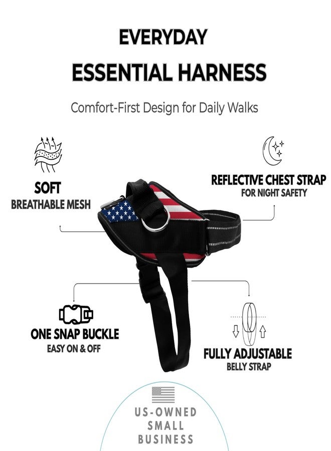 SHAWNCO, Essential Dog Harness, No-Pull Pet Vest with 3 Side Rings, No Choke, Reflective, Adjustable and Padded Pet Harness for Easy Walking and Training (Stars and Stripes, S) - Image 2