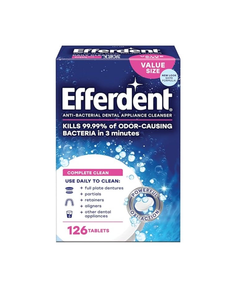 Efferdent Denture Cleanser Tablets, Fresh & Clean, 126 Tablets