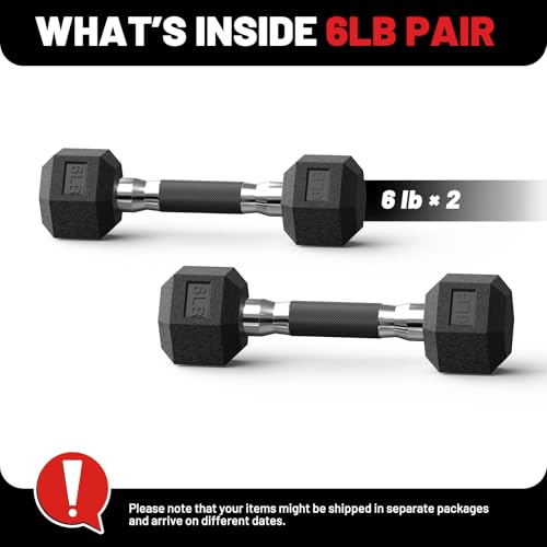 PAPABABE Hex Dumbbell Set of 2, 6 lb dumbbells pair, 6 Pound Weight Dumbbells for Women & Men, Hand Weights for Strength Training, Free Weights,pesas para ejercicios (6 Pair) - Image 2