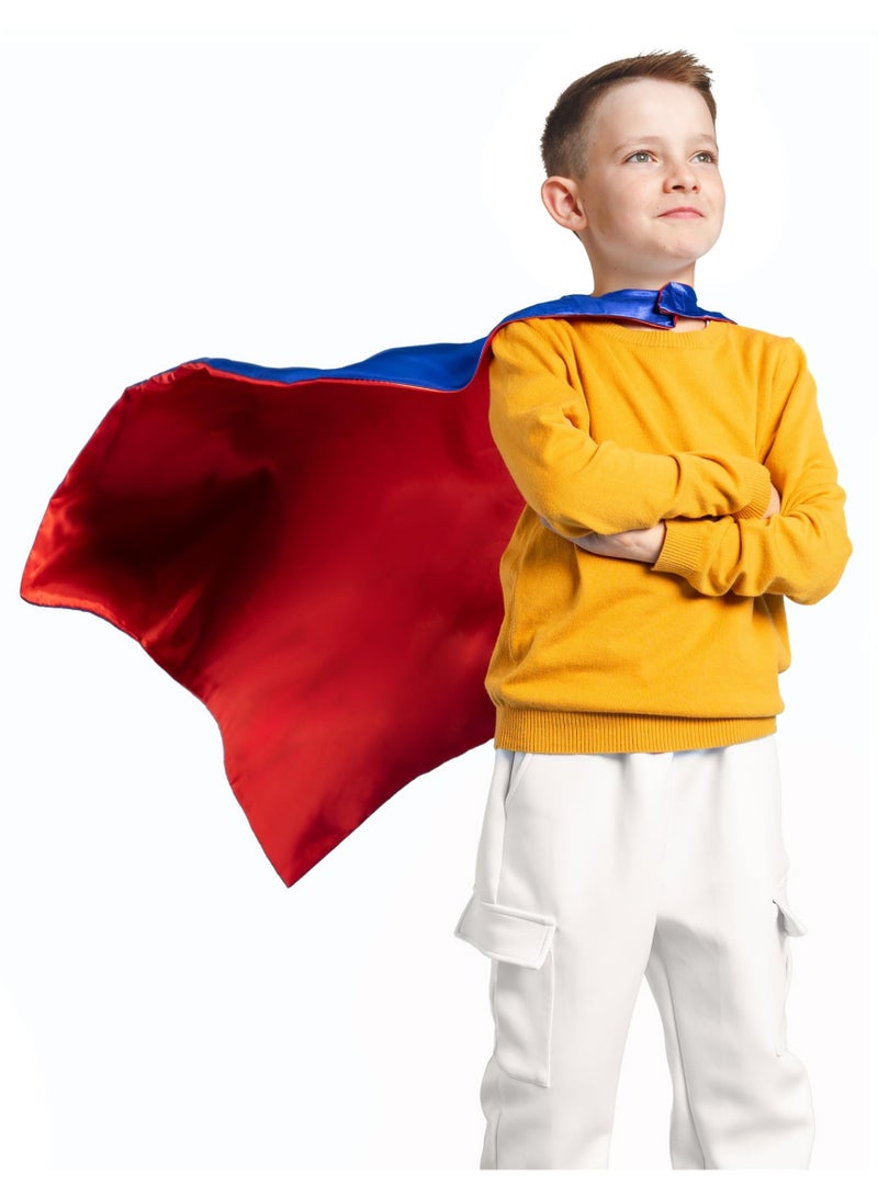 Halamodo Kids Double-Sided Superhero Cape And Mask Set ,Reversible Cosplay Costume For Boys Girls Ages 3-12 ,For Birthday Party ,Stage Performance ,Theme Cosplay Costume Party ,Talent Show ,70*70 cm - Image 3
