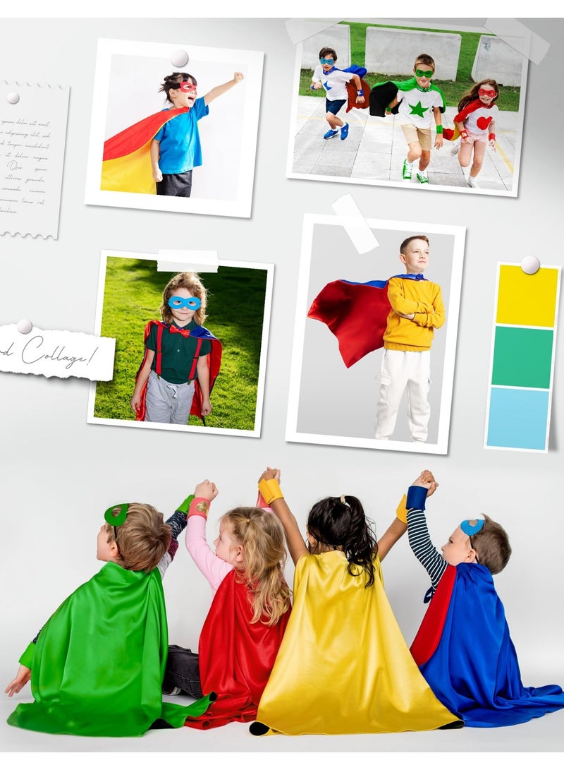Halamodo Kids Double-Sided Superhero Cape And Mask Set ,Reversible Cosplay Costume For Boys Girls Ages 3-12 ,For Birthday Party ,Stage Performance ,Theme Cosplay Costume Party ,Talent Show ,70*70 cm - Image 2
