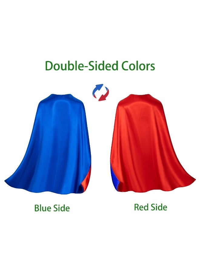 Halamodo Kids Double-Sided Superhero Cape And Mask Set ,Reversible Cosplay Costume For Boys Girls Ages 3-12 ,For Birthday Party ,Stage Performance ,Theme Cosplay Costume Party ,Talent Show ,70*70 cm - Image 4
