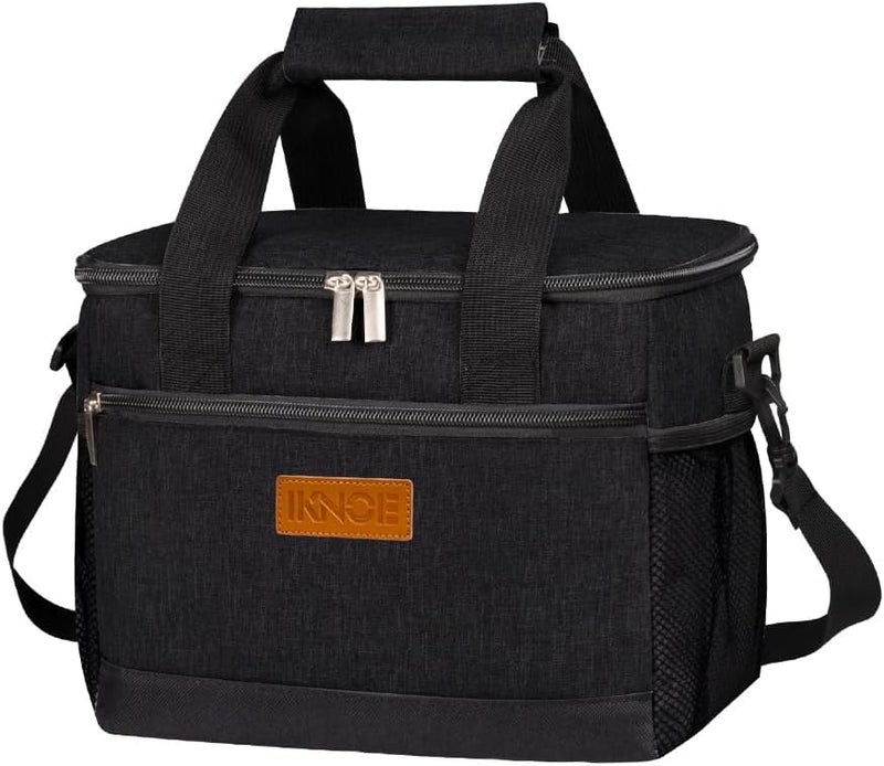 iknoe Insulated Lunch Bag, Foldable 8.5L Cooler Bag for Men & Women, Leakproof Thermal Design, Great for Office, Picnic, Travel, Lunch Box, Black - Image 1
