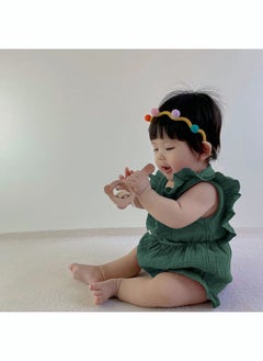 roaiss 2 Piece Newborn Ear Edging Jumpsuit Cotton on Opening and Closing Design Crotch Snap Design Facilitates Diaper Replacement  - Image 5