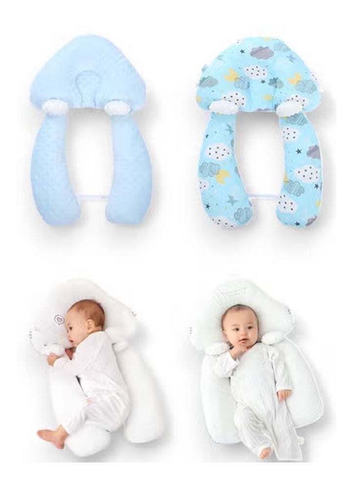 KLNAMAEAAN Newborn Baby Head Shaping Pillow Adjustable Height and Memory Foam Neck Support Ergonomic and Breathable Sleep Pillow for Newborns, Washable Baby Soothing Pillow for Flat Head Prevention and Comfort - Image 1