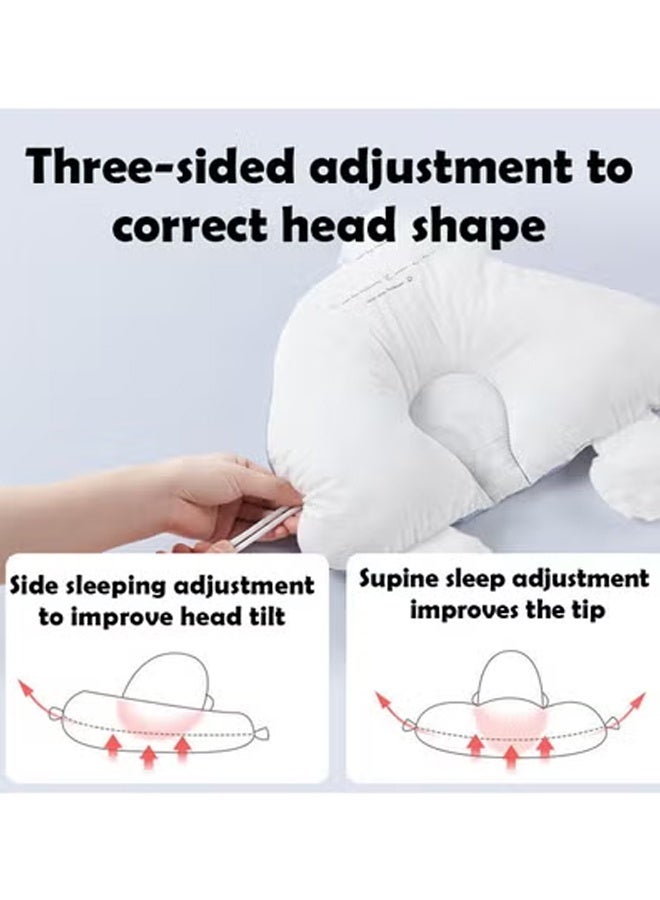 KLNAMAEAAN Newborn Baby Head Shaping Pillow Adjustable Height and Memory Foam Neck Support Ergonomic and Breathable Sleep Pillow for Newborns, Washable Baby Soothing Pillow for Flat Head Prevention and Comfort - Image 3
