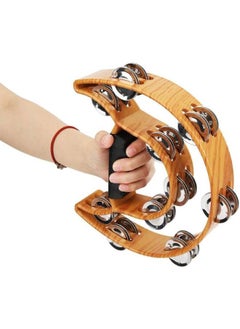 Generic Yencoly Double Row Tambourine,Handbell Tambourine Metal Jingles with Ergonomic Grip Percussion Instrument Metal Jingles  - Image 1