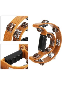 Generic Yencoly Double Row Tambourine,Handbell Tambourine Metal Jingles with Ergonomic Grip Percussion Instrument Metal Jingles  - Image 2