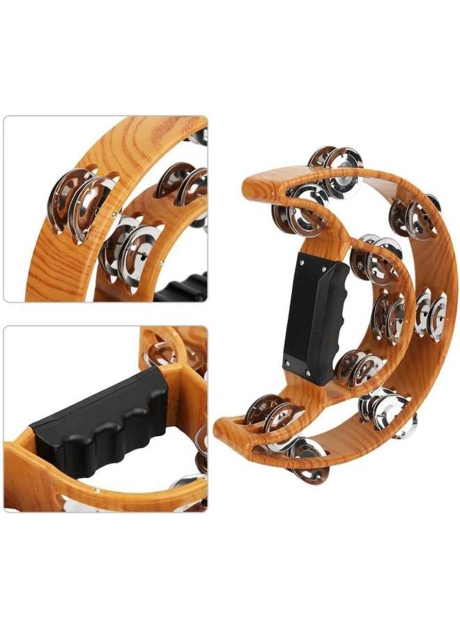 Generic Yencoly Double Row Tambourine,Handbell Tambourine Metal Jingles with Ergonomic Grip Percussion Instrument Metal Jingles  - Image 2