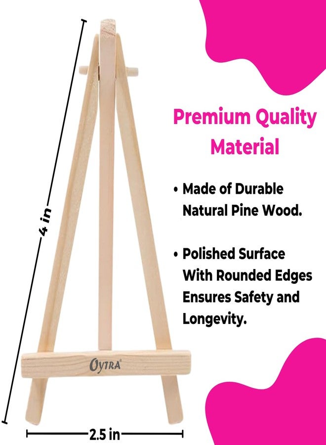 Oytra 4 Inch Mini Wooden Easel Stand Set of 12 Tabletop Display Canvas Portable Stands for Art, Painting, Drawing Photos, Menu Card, Banner, Invitation Holder for Artists, Students, Kids or Decorators - Image 2